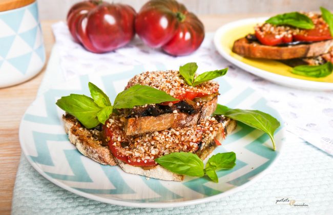 Bruschetta aux aubergines vegan